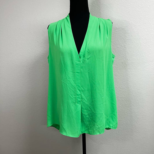 Rose + Olive, bright green sleeveless top, large