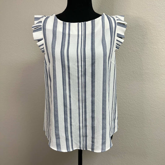 Monteau, striped ruffle sleeve top, medium