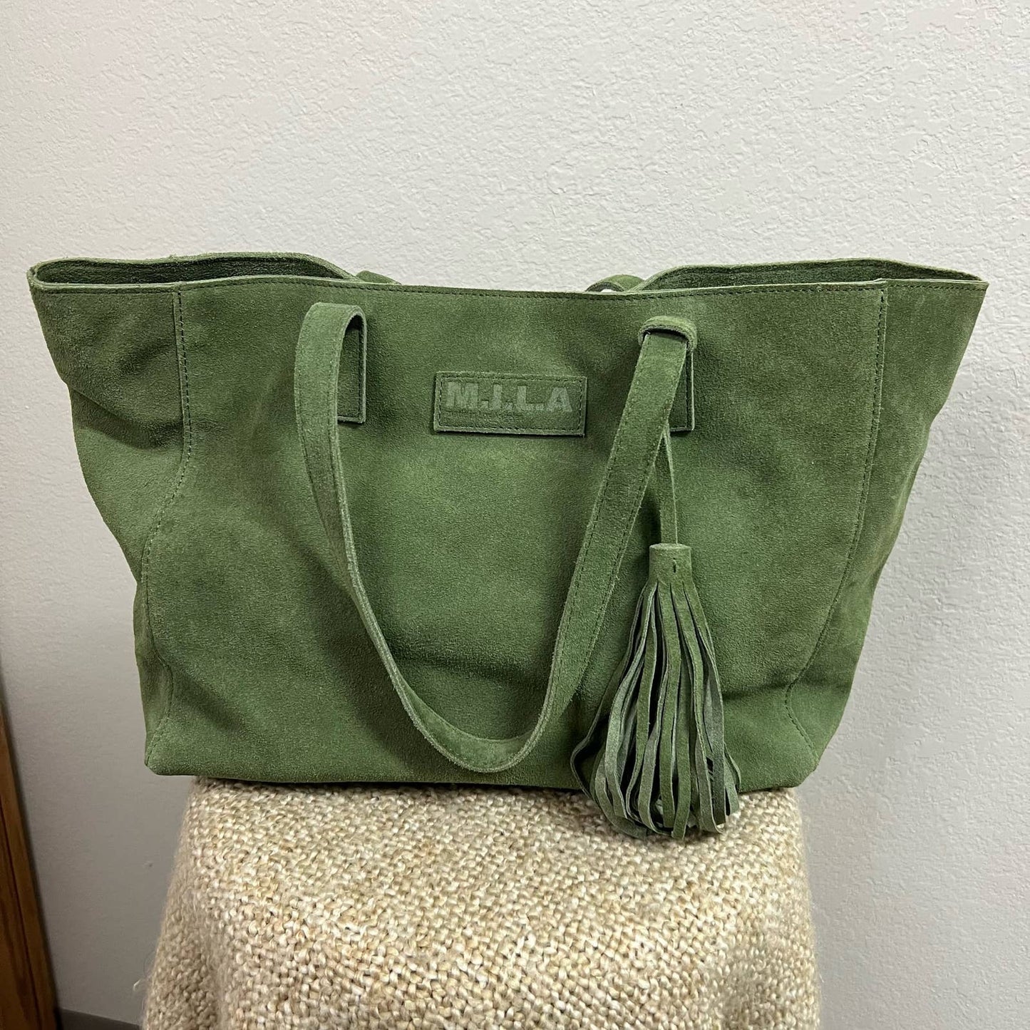 M.I.L.A.'s Suede Tote Bag, forest green