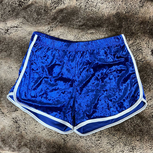 New USATOT, blue white velvet sport shorts, XL