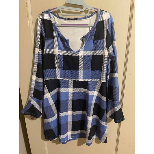 Checkered stretchy casual dress, medium