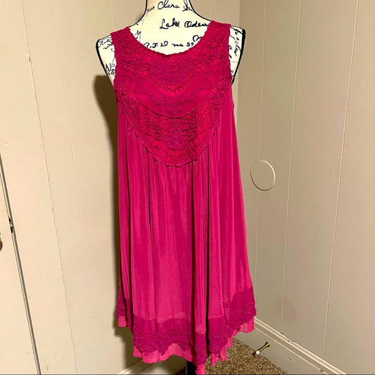 Alter’d State pink sleeveless sheer peasant dress, medium