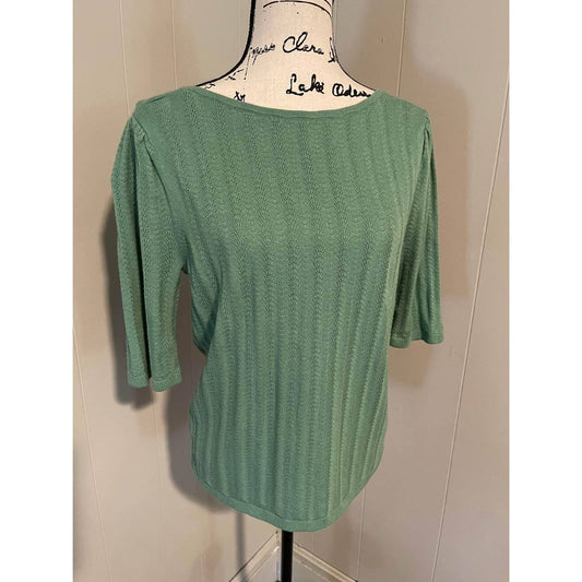 Ann Taylor green stretchy open back top, women’s large